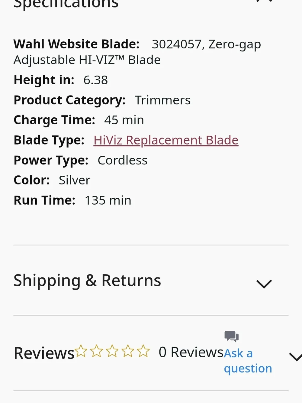 WAHL Hi-Viz High Visibility Silver Trimmer